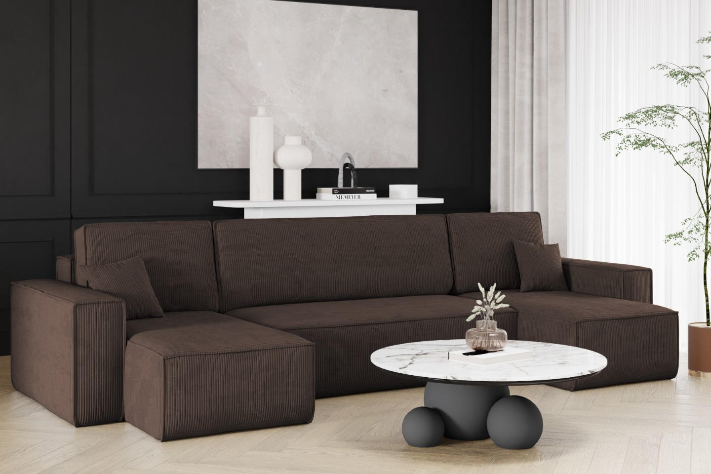 ECKSOFA Mit Schlaffunktion Und Bettkasten BEST Dicker Cord Cord Poso Braun - Braun, Holz/Textil (312/142cm) - Kaiser Möbel