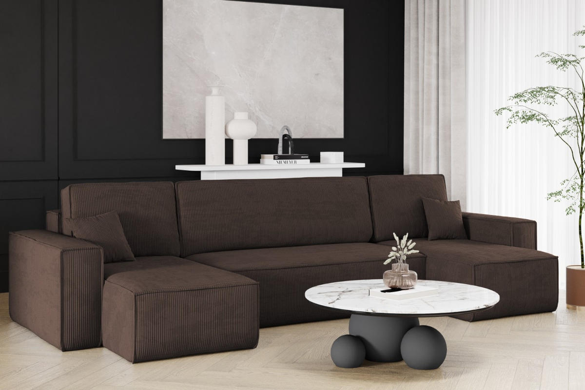 ECKSOFA Mit Schlaffunktion Und Bettkasten BEST Dicker Cord Cord Poso Braun - Braun, Holz/Textil (312/142cm) - Kaiser Möbel