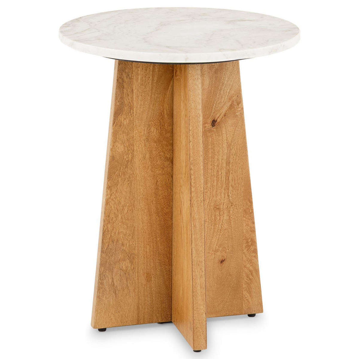 BEISTELLTISCH KERALA weiß/natur - Weiß/Naturfarben, Naturmaterialien/Holz (40/40/51cm) - IDIMEX