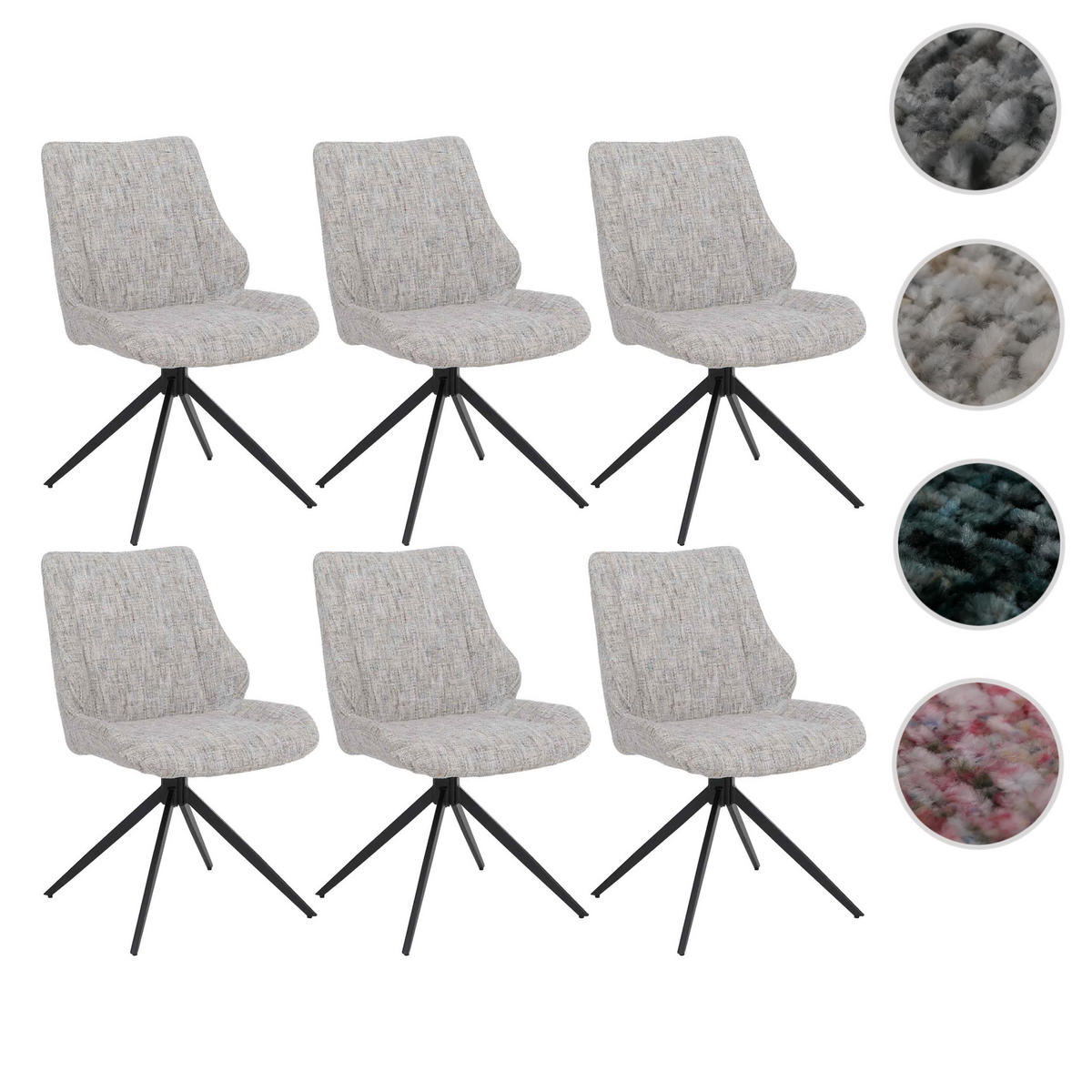 ESSZIMMERSTUHL Schwarz, Cremeweiß 6er-Set - Creme/Schwarz, Textil (55/88/63cm) - MCW