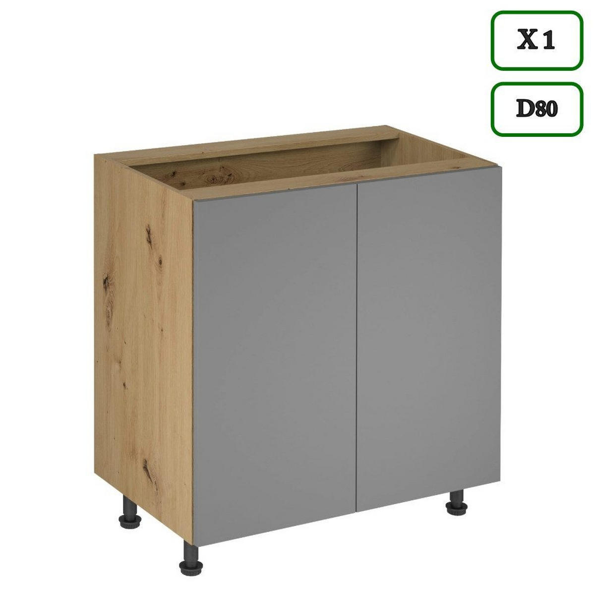 KÜCHENZEILE 260 cm – LangenK97-M260 - in Beige/Matt - Beige/Schwarz, Holzwerkstoff/Metall (260/212/52cm)