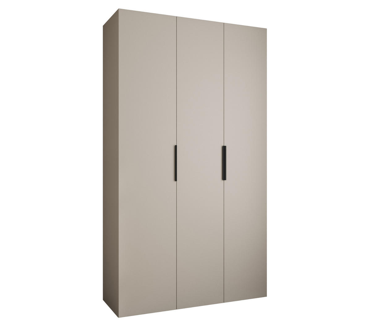 DREHTÜRENSCHRANK 245,5/140/50 3-türig - Kaschmir/Schwarz, Holz/Metall (140/245.5/50cm) - Abiks Möbel
