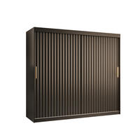 SCHWEBETÜRENSCHRANK 200/200/62 2-türig - Goldfarben/Schwarz, Holz/Kunststoff (200/200/62cm) - Abiks Möbel