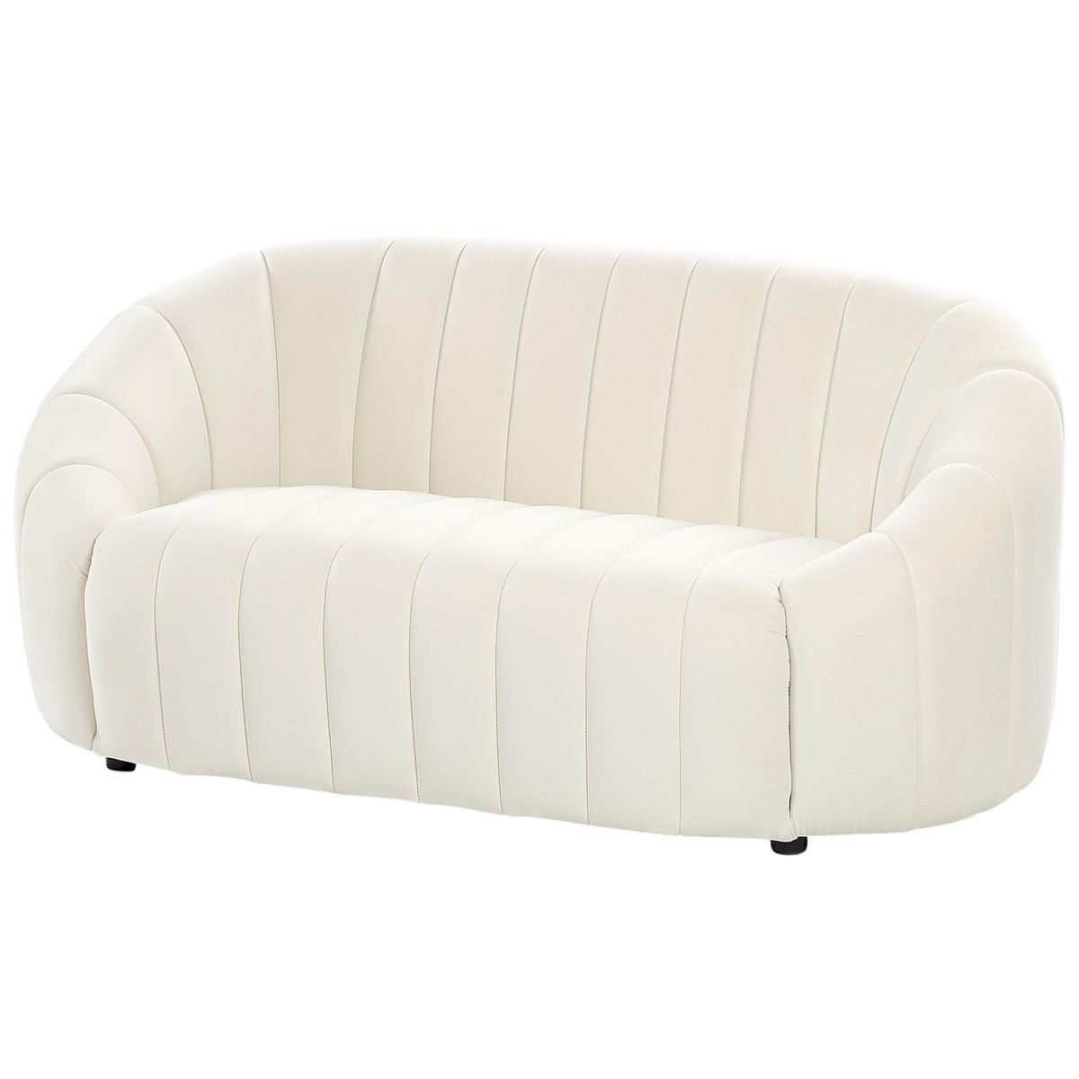 2-SITZER-SOFA Samtstoff cremeweiß Malung - Weiß, Textil (138/68/79cm) - Beliani