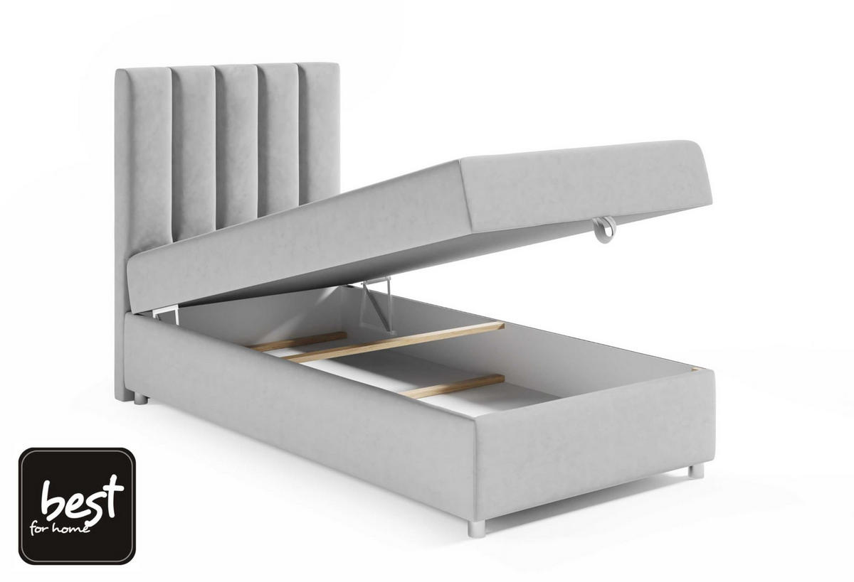 BOXBETT mit Bettkasten Trinity K10-SINGLE Bonellfederkern inkl. Topper - Hellblau, Holz/Holzwerkstoff (100/200cm) - Best For Home