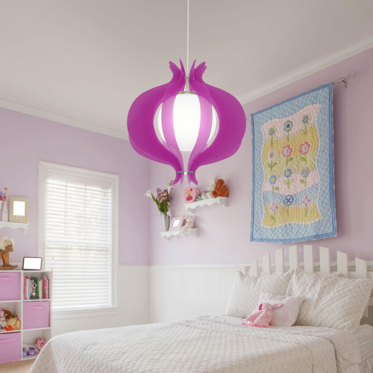 LED HÄNGELEUCHTE TALLEGO Lila Metall Glas - Lila, Metall (42/42/110cm)