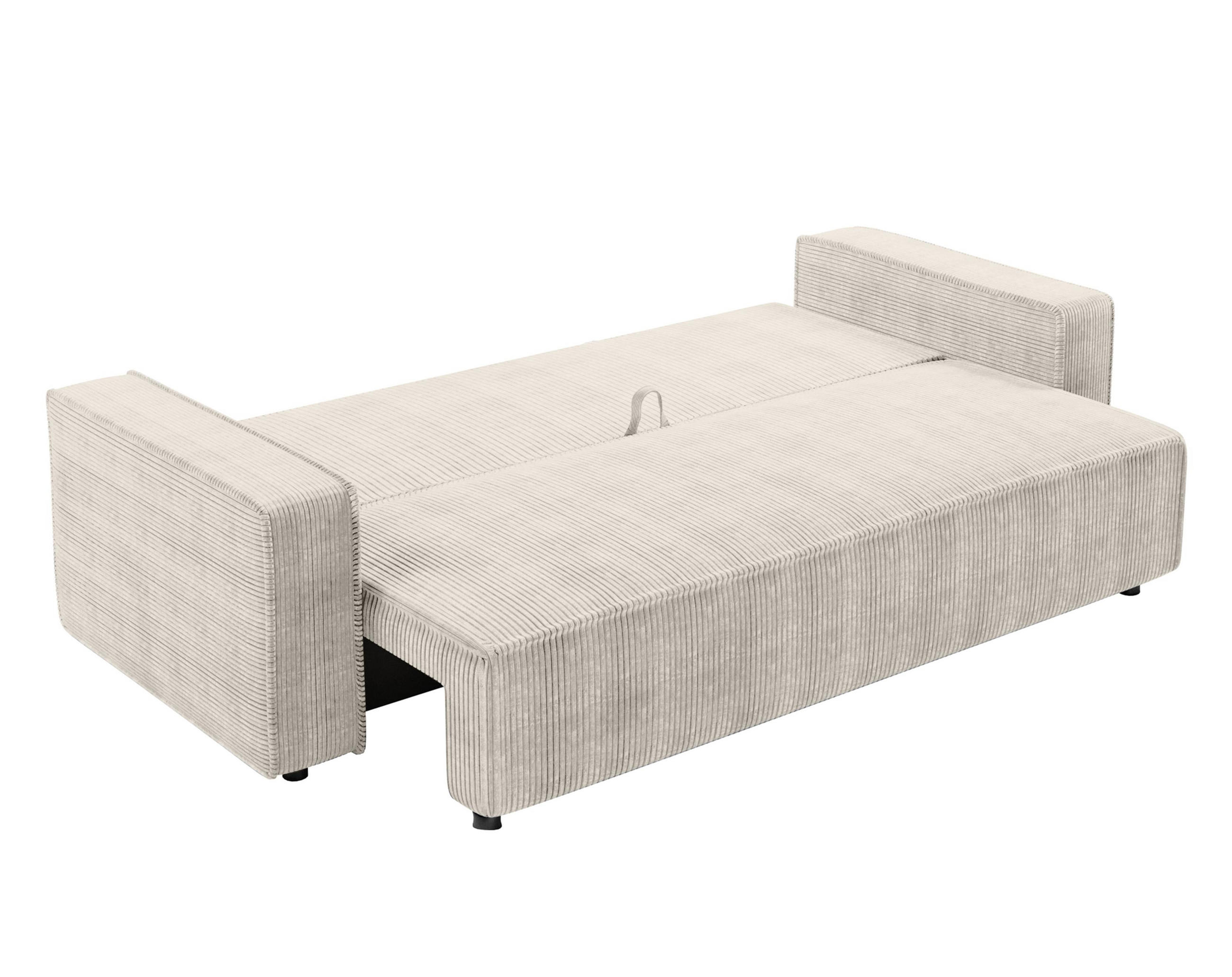 BIGSOFA Aydin Sofa Creme 238/94/85 cm Cord mit Schlaffunktion Bettkasten - Creme/Schwarz, Kunststoff/Textil (238/85/94cm) - AX Living