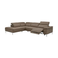 ECKSOFA Fiesta Echtleder mit 1 x Relaxfunktion Greige - Greige, Leder/Metall (220/282cm)