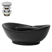 WASCHBECKEN - Schwarz, Keramik (39.5/20.5/59cm) - ML-DESIGN