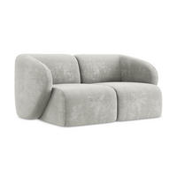 2-SITZER-SOFA Chenille Stoff Grau - Hellgrau/Schwarz, Holzwerkstoff/Kunststoff (174/75/94cm) - LaMiaSofa