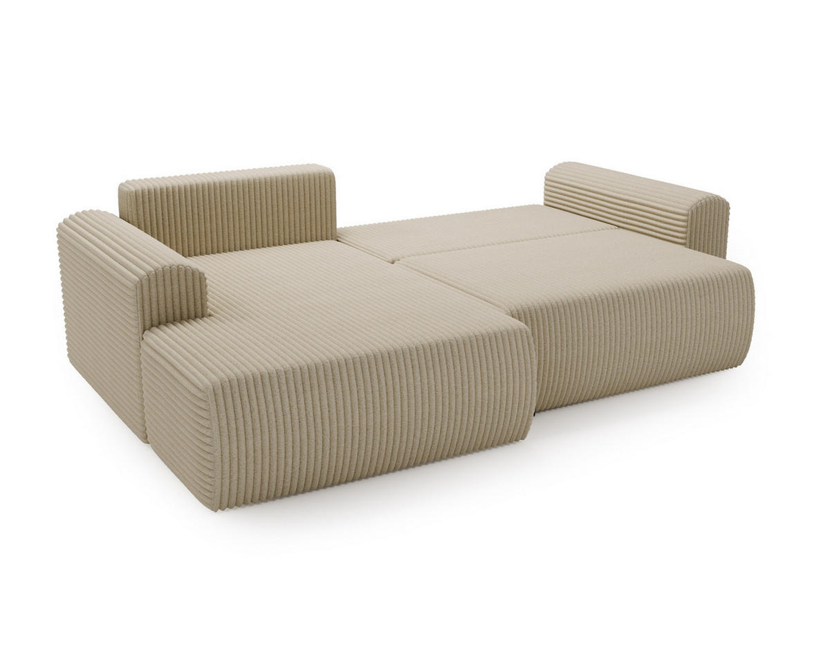 ECKSOFA Linea Creme, Sofa mit Schlaffunktion, linke seite - Creme, Holzwerkstoff/Textil (257/177cm) - Bettso
