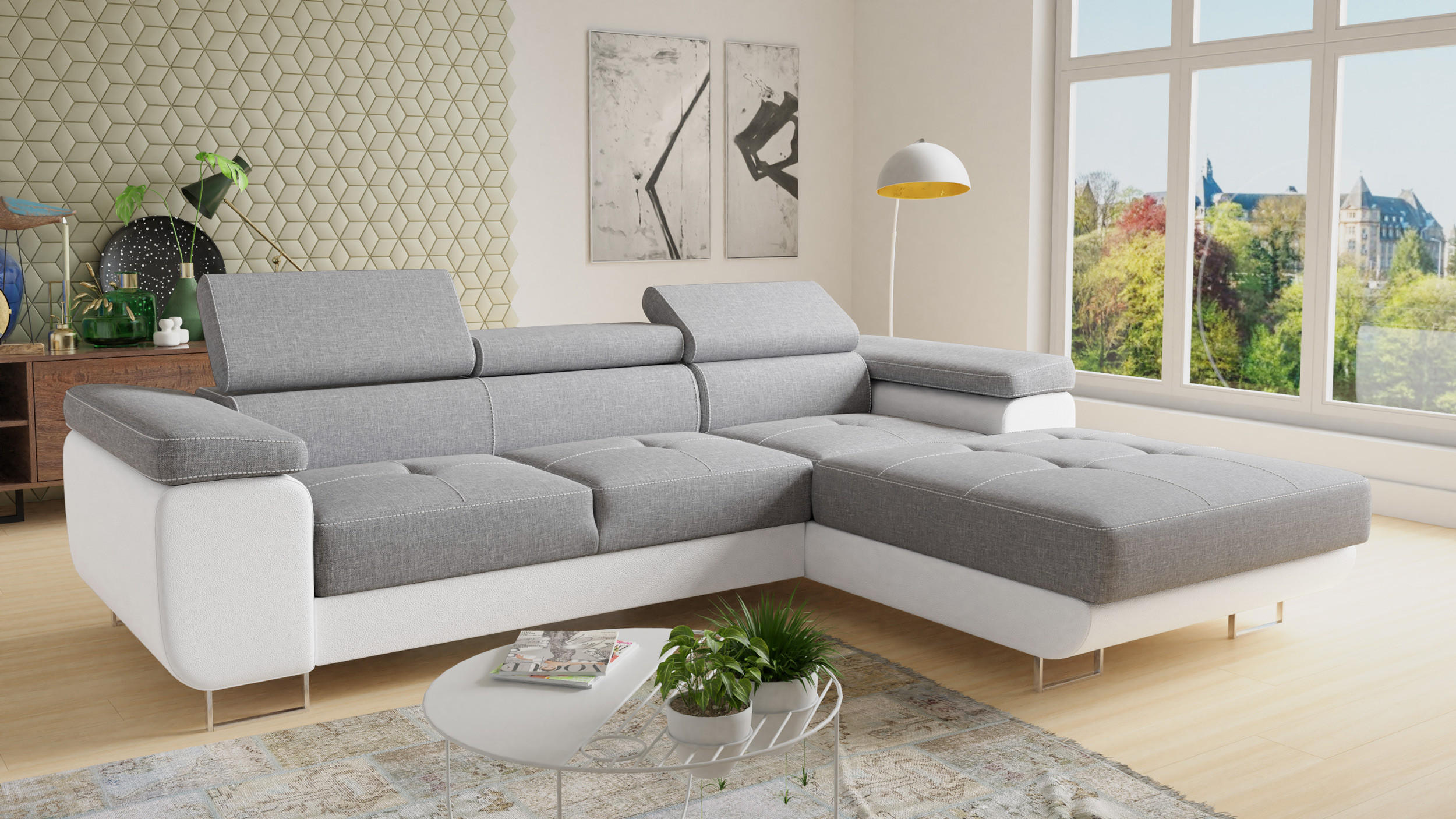 ECKSOFA Divo, Seite: Rechts - Weiß, Holz/Textil (282/204cm) - Sofnet