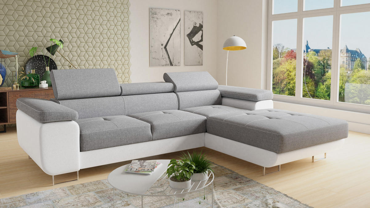 ECKSOFA Divo, Seite: Rechts - Weiß, Holz/Textil (282/204cm) - Sofnet