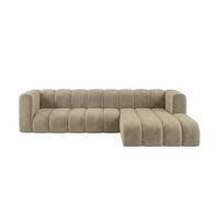 ECKSOFA Modulares In L-Form, Velvet-Stoff Riviera, Beige, Rechts, GRAND 287 cm - Beige, Holz (287/179cm) - Kaiser Möbel
