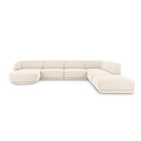 PANORAMASOFA rechts Miley aus Chenille-Stoff leichtes beige 6 Sitzplätze - Creme, Textil (255/70/330cm) - Micadoni