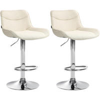 BARHOCKER 2er Set Vulcano Stoff chrom creme - Chromfarben/Naturfarben, Textil/Metall (49/106/51cm) - TPFLiving