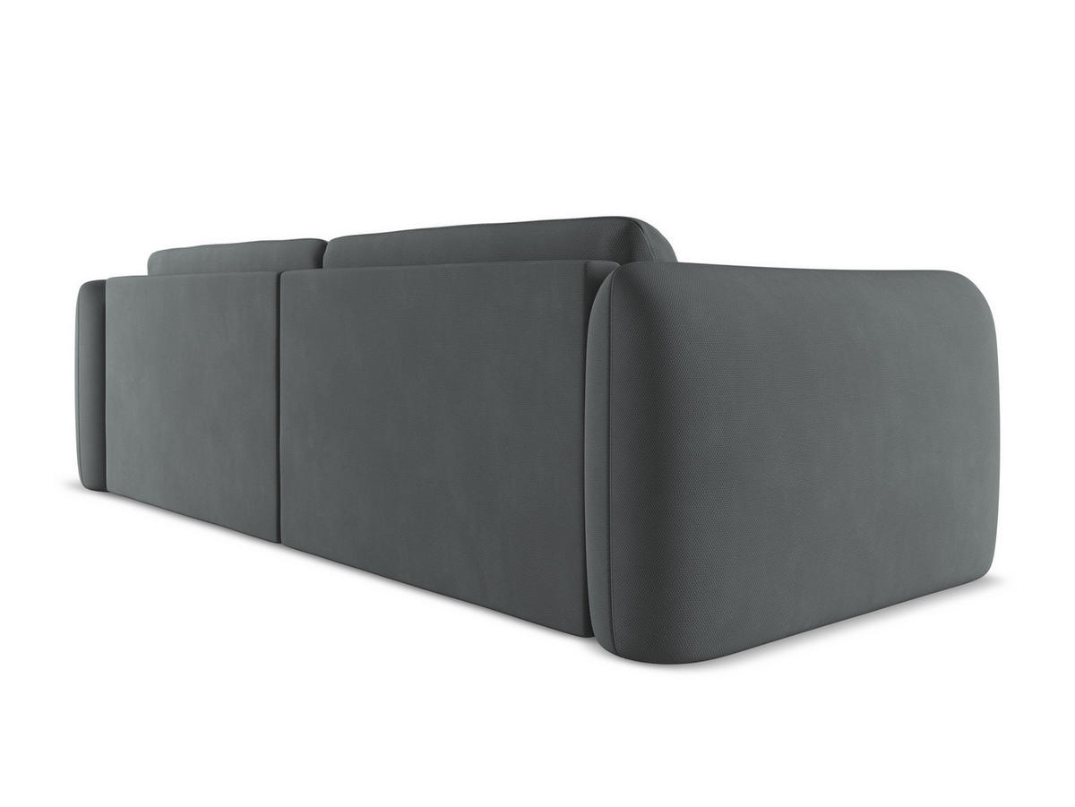 WOHNLANDSCHAFT Samt Stoff Grau - Dunkelgrau/Schwarz, Kunststoff/Textil (340/82/149cm) - Makamii