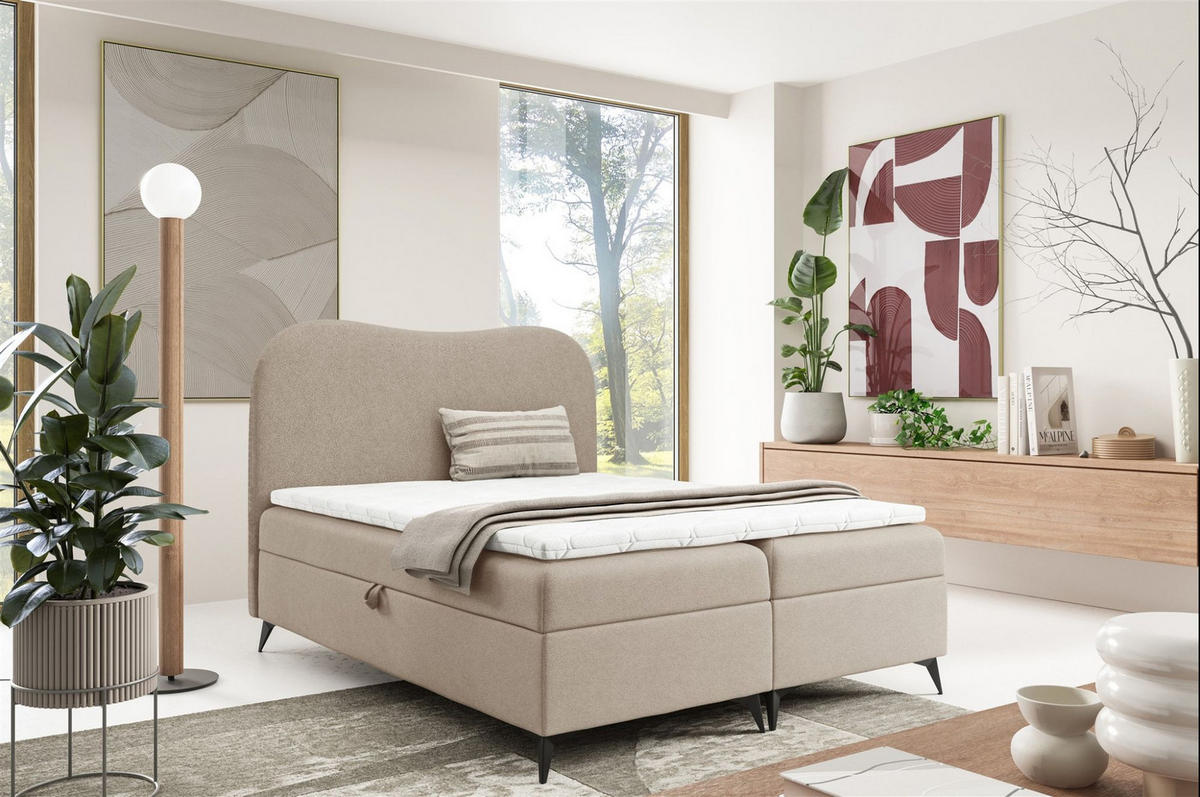 BOXBETT Blair - Beige, Holzwerkstoff/Textil (120/200cm) - Fun Möbel