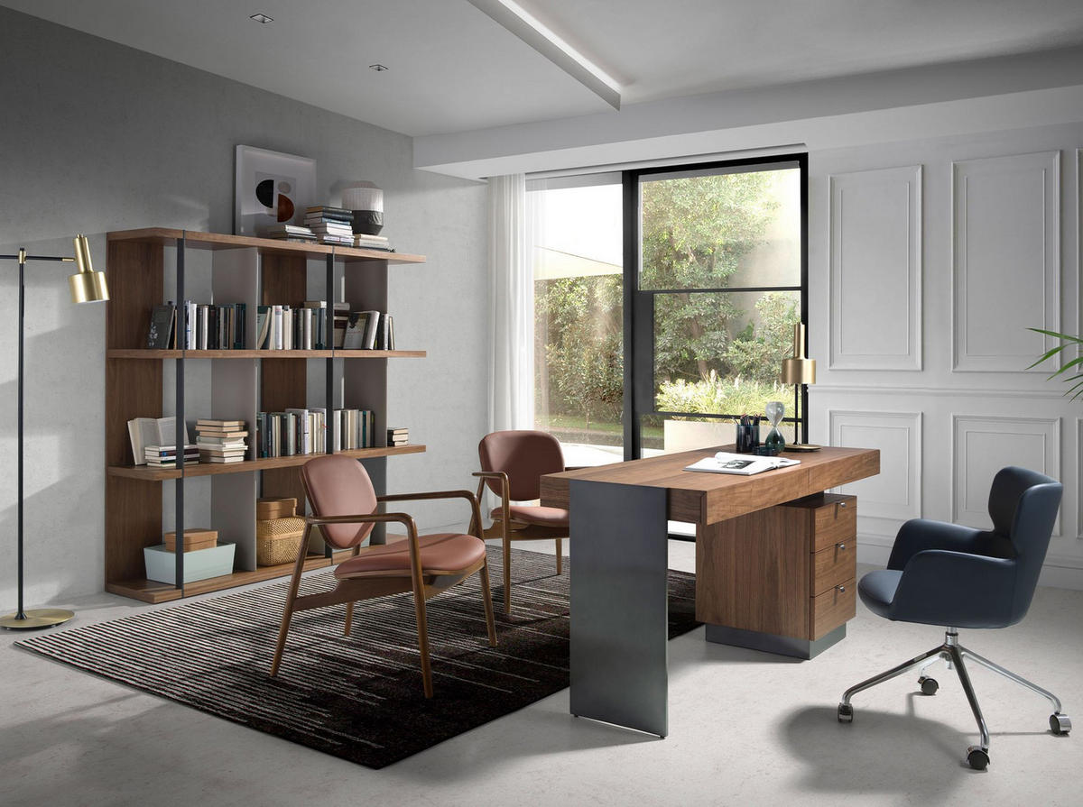 REGAL Regal aus Nussbaum und grauem Holz 180/40/170 cm - Walnussfarben/Schwarz, Holz (180/170/40cm) - ANGEL CERDA