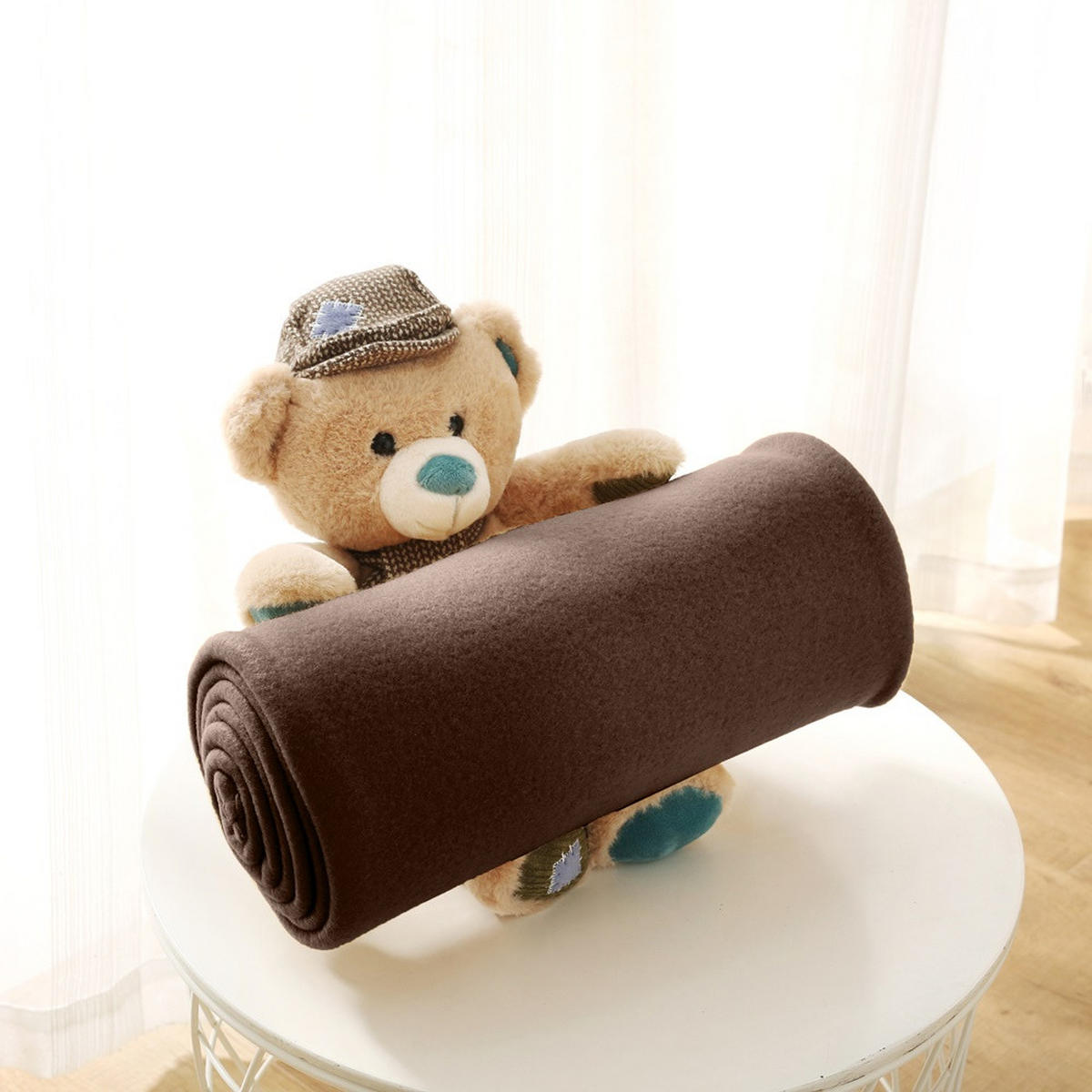 FLEECEDECKE 2er Set braun 130/160 cm Kettelrand Anti-Pilling - Braun, Textil (130/160cm) - wometo