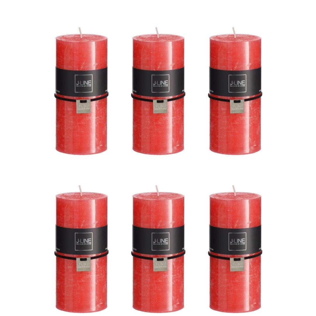 DUFTKERZE ZART - Rot - L - 52 Std. - 6er set - Rot, Paraffin (7/15cm) - J-Line