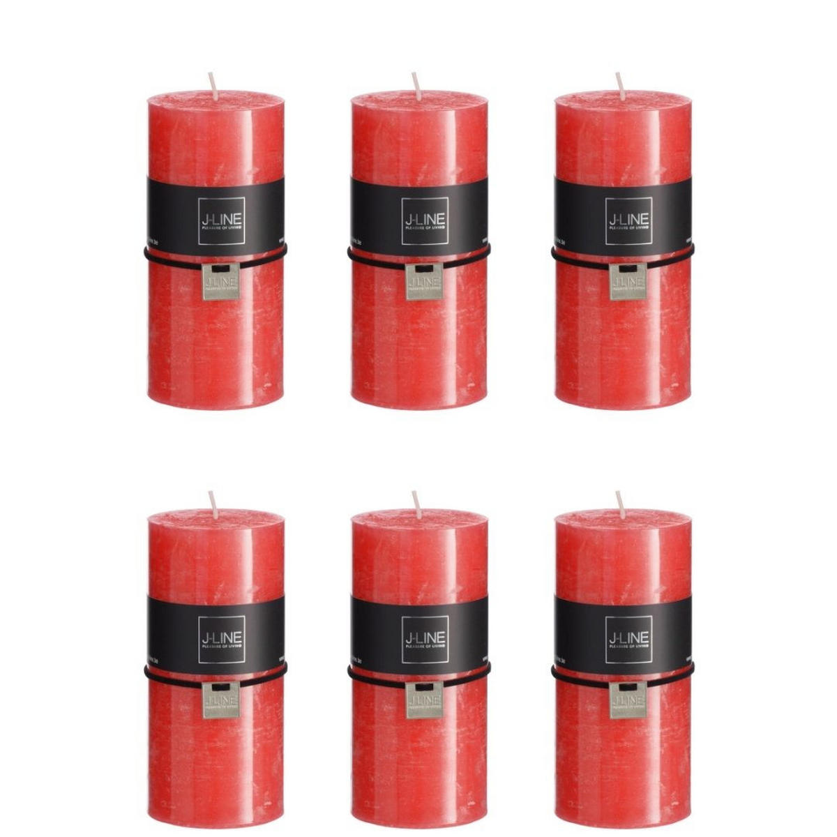 DUFTKERZE ZART - Rot - L - 52 Std. - 6er set - Rot, Paraffin (7/15cm) - J-Line