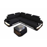 ECKSOFA Siena Schwarz Weiß Mikrofaserstoff - Schwarz, Kunststoff (272/272cm)
