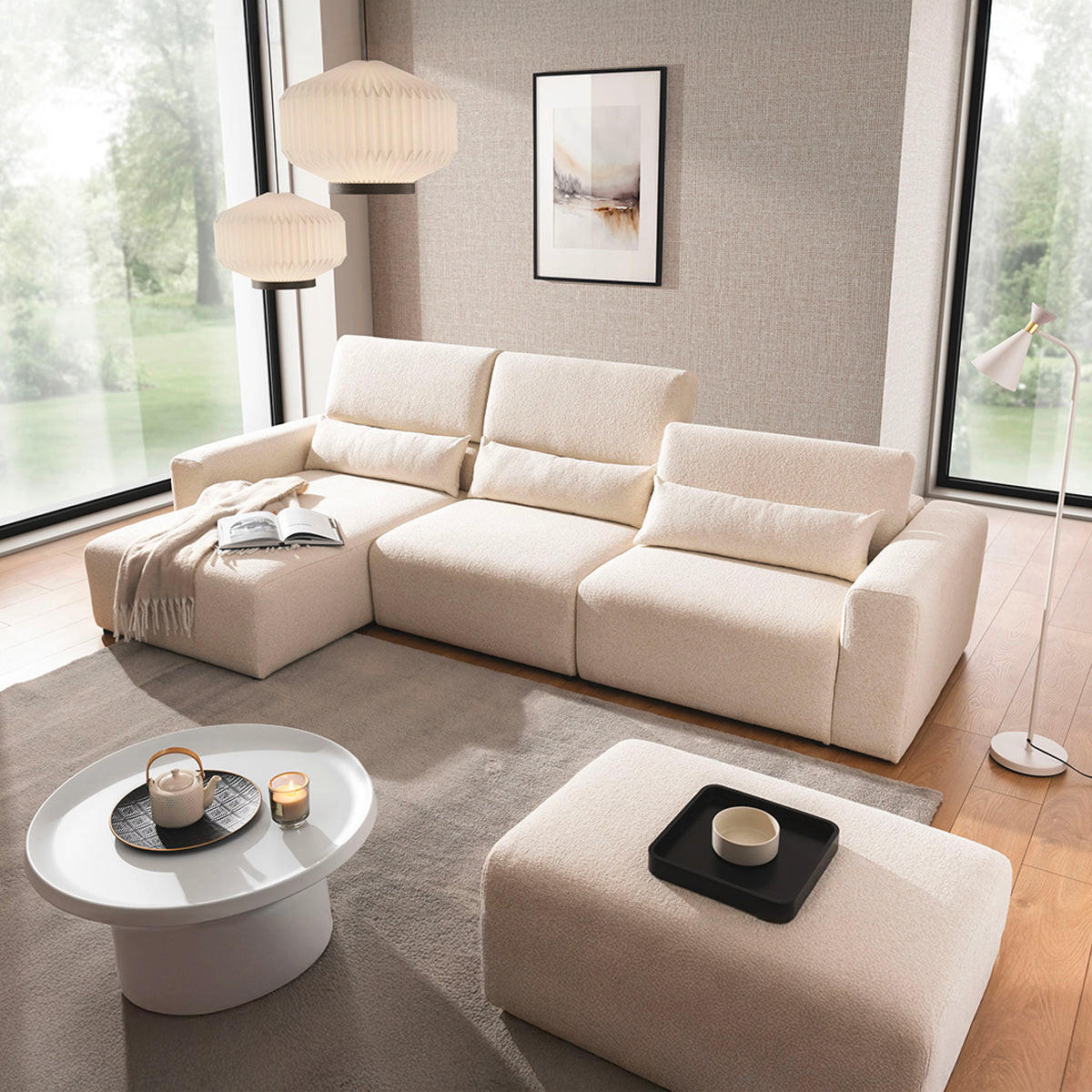 ECKSOFA Velano 3 Sitzplätze Beige - Beige, Holz (314/167cm) - Petits-meubles