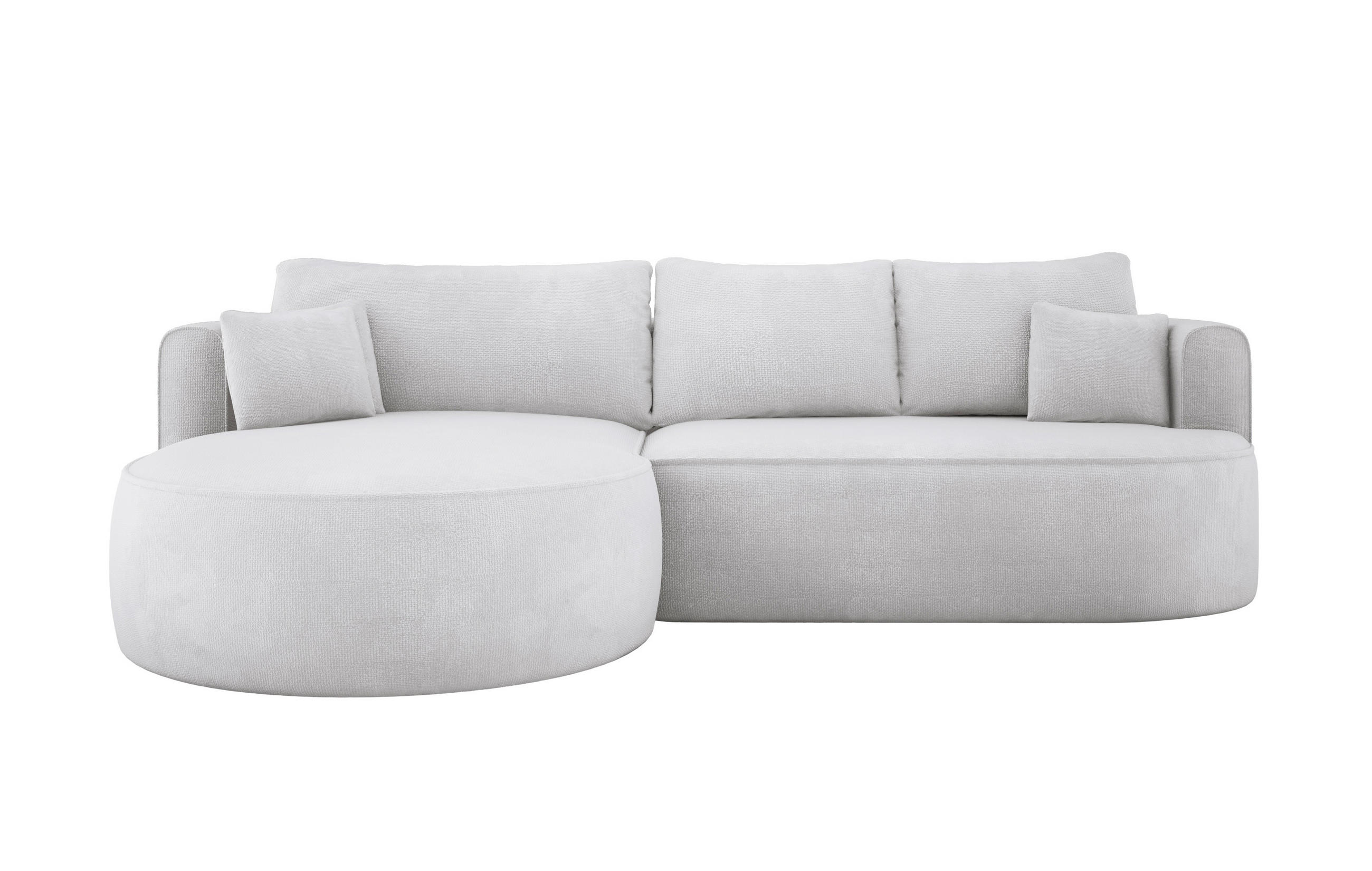 ECKSOFA FIORE-L Moderne Ausziehbare Schlaf-Funktion, automatischer Auffaltung, lose Rückenkissen freistehend LINKS 284x183x82 cm cm White - Weiß, Holz/Textil (183/284cm) - DomoHome