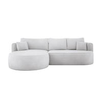 ECKSOFA FIORE-L Moderne Ausziehbare Schlaf-Funktion, automatischer Auffaltung, lose Rückenkissen freistehend LINKS 284x183x82 cm cm White - Weiß, Holz/Textil (183/284cm) - DomoHome