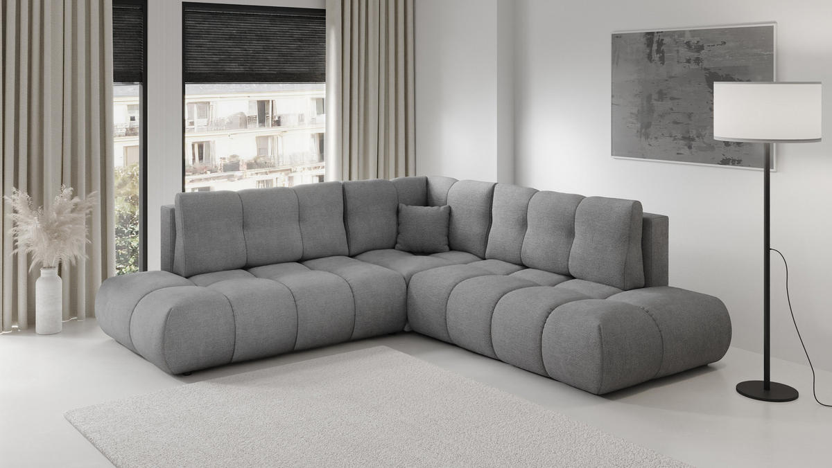 ECKSOFA DUCA II L-S Grau Chenille mit Schlaffunktion - Grau, Holz (266.5/266.5cm) - MASSENO