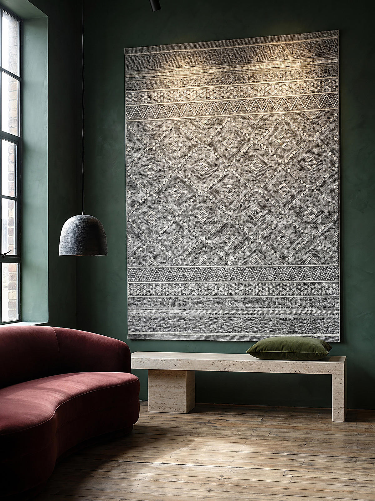 TEPPICH Flachgewebe ESERA Ethno-Rauten Polypropylen Grau 140 x 200 cm - Grau, Textil (140/200cm) - KADIMA DESIGN