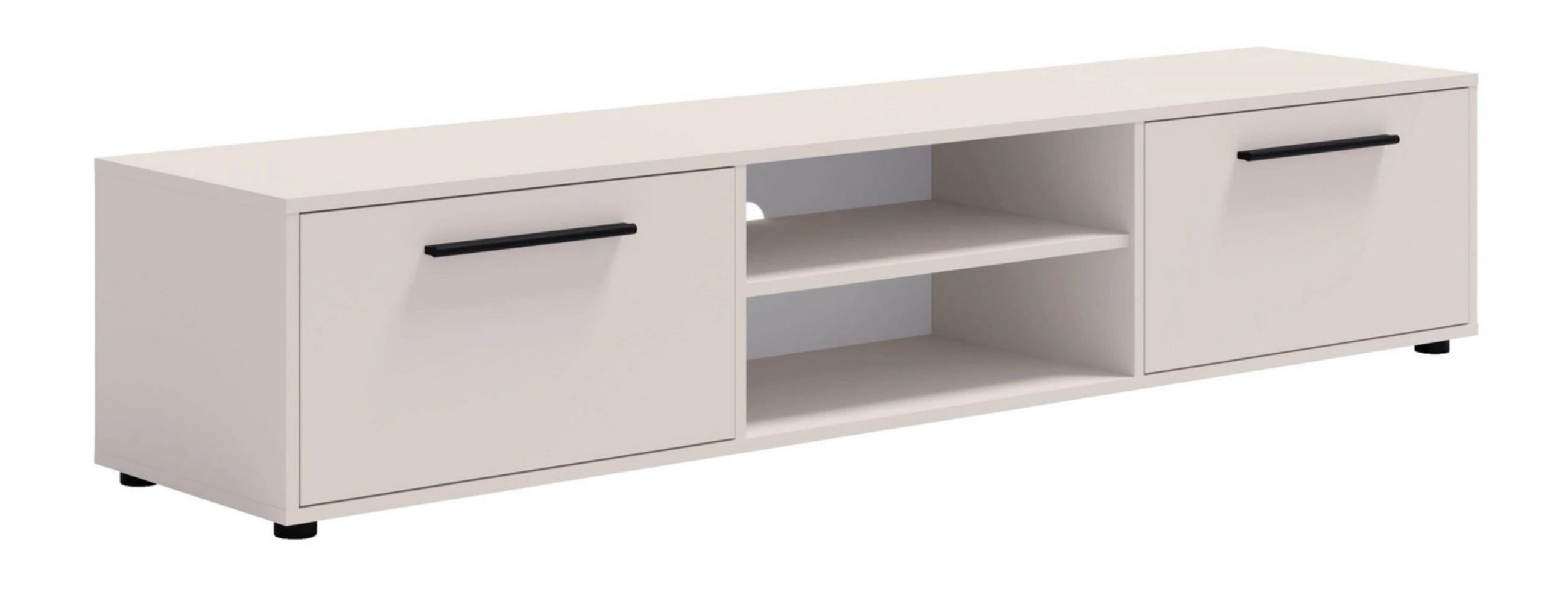 TV-SCHRANK Modena 190 cm mit Türen und Regalen in Kaschmirfarbe - Kaschmir/Schwarz, Holzwerkstoff/Kunststoff (190/38/40cm) - Ravio