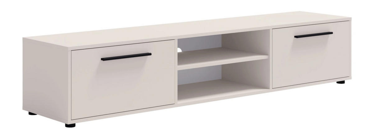 TV-SCHRANK Modena 190 cm mit Türen und Regalen in Kaschmirfarbe - Kaschmir/Schwarz, Holzwerkstoff/Kunststoff (190/38/40cm) - Ravio