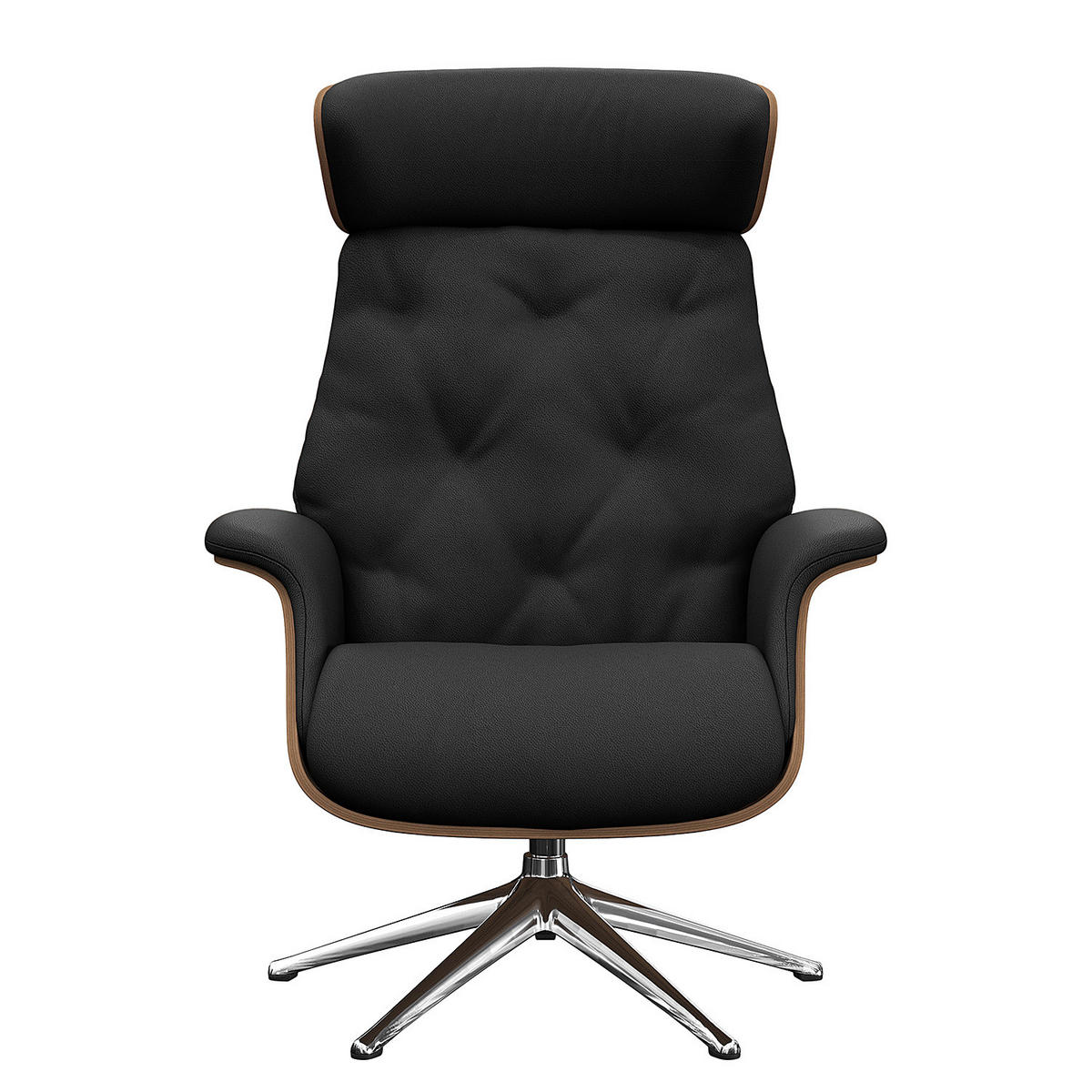 RELAXSESSEL - Echtleder - Chromfarben/Schwarz, Leder/Metall (83/118/83cm) - home24