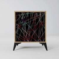 SIDEBOARD LUMINOUS SNARE, Eichefarben, 57,5x42x70,5 cm, Schwarze Metall-Sternfüße - Eichefarben/Multicolor, Holzwerkstoff/Metall (57.5/70.5/42cm) - SpaceRebels