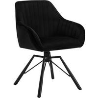 ESSZIMMERSTUHL drehbar, Samt Sessel, Schwarz - Schwarz, Textil/Metall (57/83.5/53cm) - Woltu