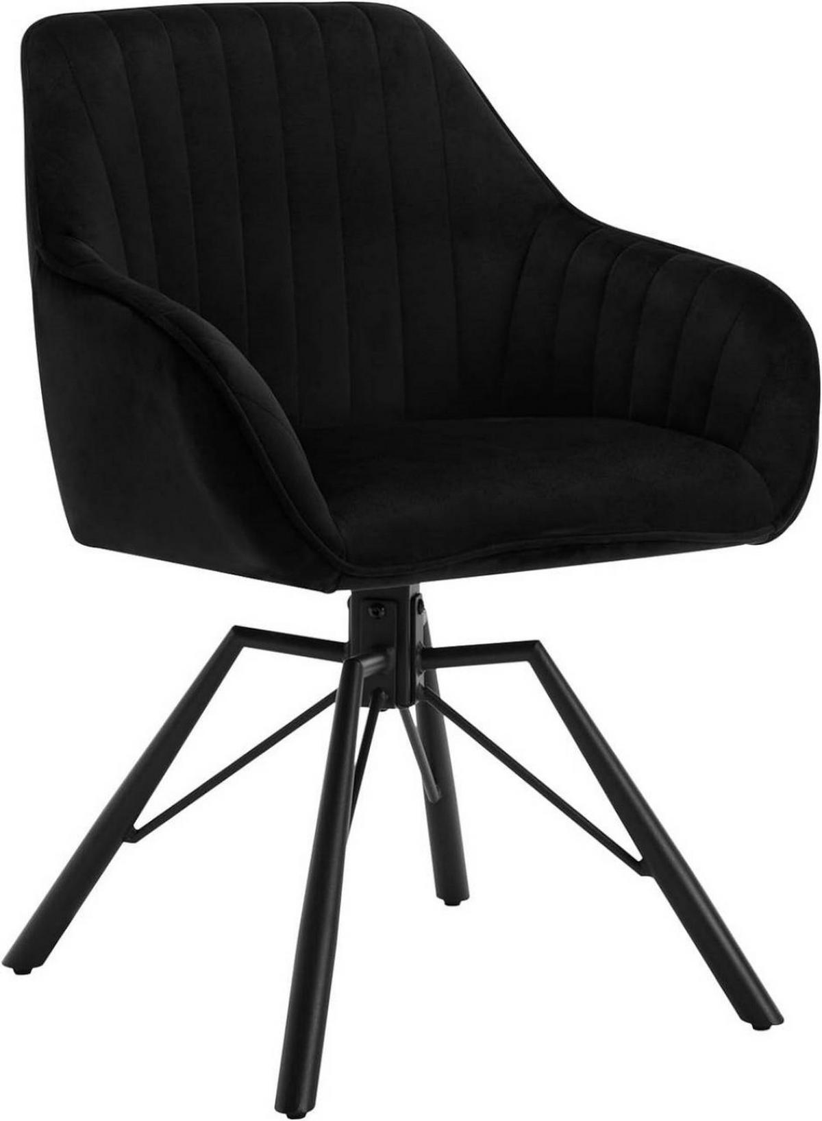 ESSZIMMERSTUHL drehbar, Samt Sessel, Schwarz - Schwarz, Textil/Metall (57/83.5/53cm) - Woltu