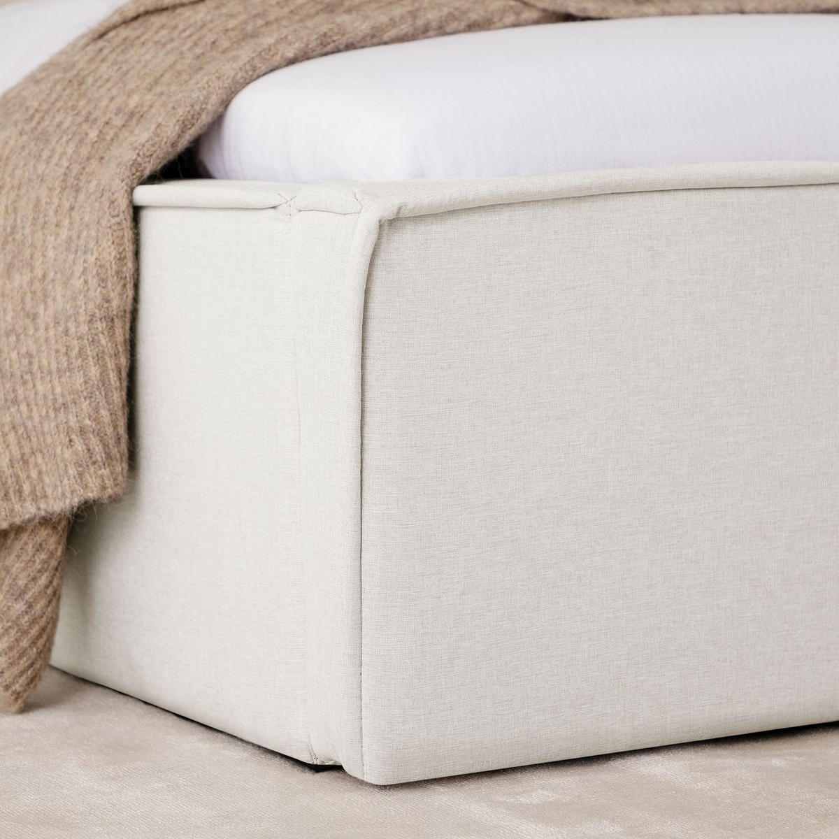 POLSTERBETT CALM 180x200 cm cremeweiß - Creme, Textil (180/200cm) - IDIMEX