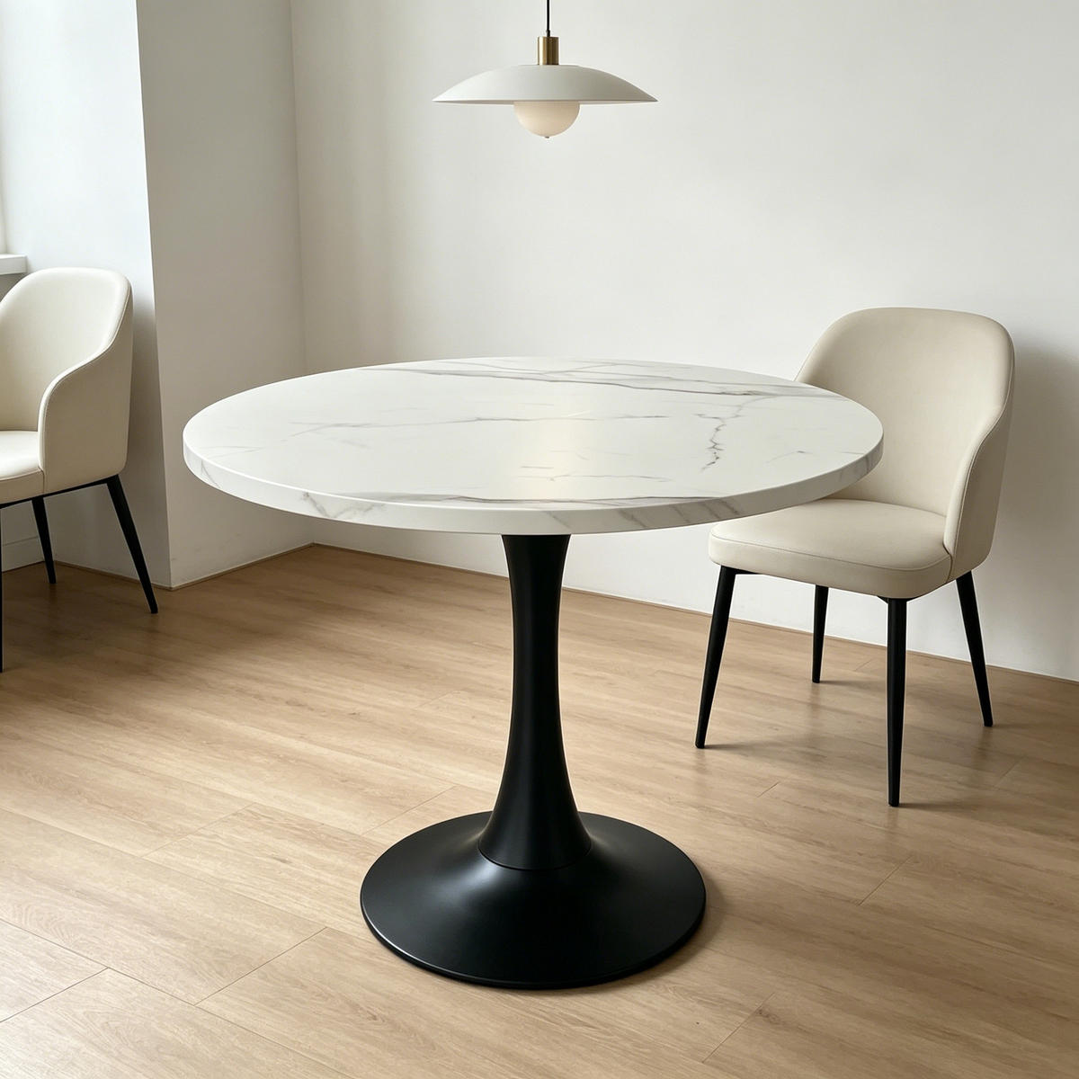 ESSTISCH runder 80 cm Weiß mit Metallgestell - Weiß, Holz (80/80/75cm) - Oxeza