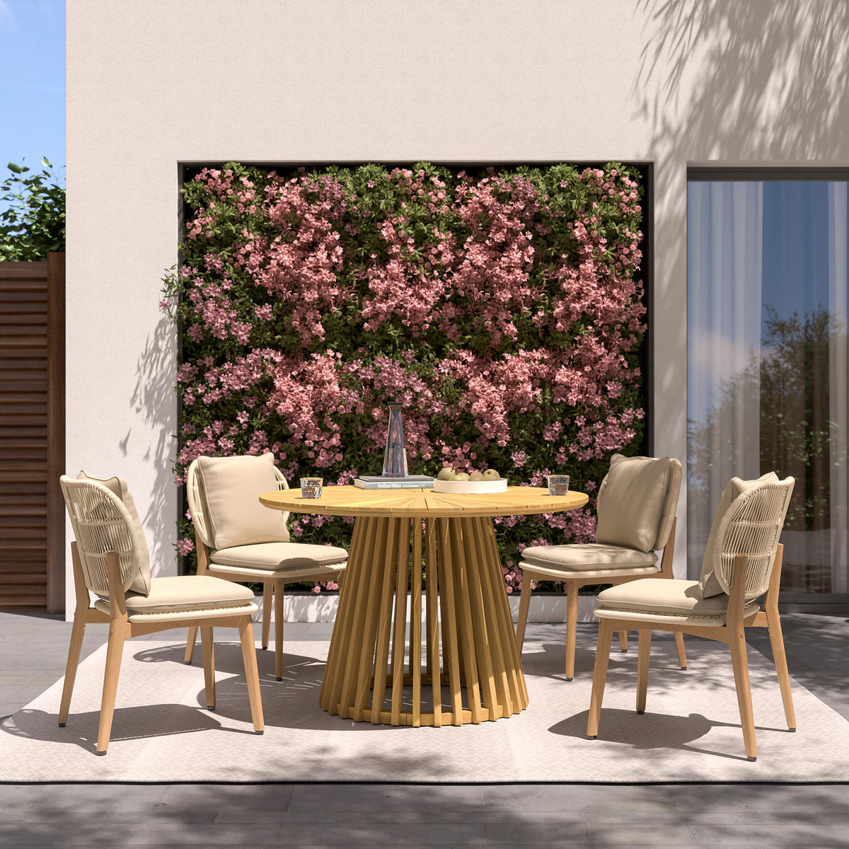 MASSIVER GARTENTISCH - Akazie massiv - Braun - Braun/Akaziefarben, Holz (120/120/76cm) - home24