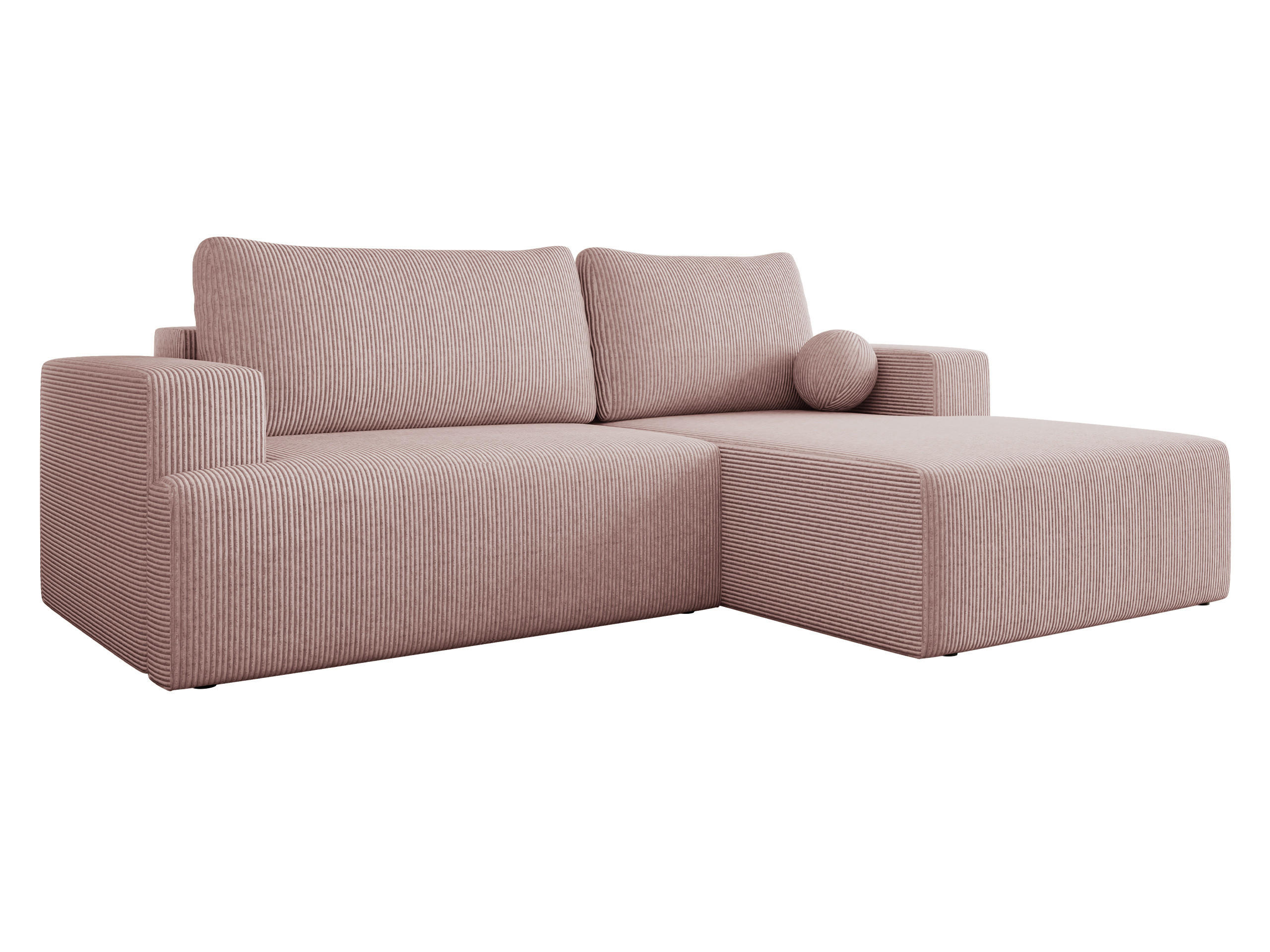 ECKSOFA Mivo Cord, Seite: Rechts - Schwarz/Rosa, Holz/Kunststoff (266/163cm) - MIRJAN24