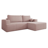 ECKSOFA Mivo Cord, Seite: Rechts - Schwarz/Rosa, Holz/Kunststoff (266/163cm) - MIRJAN24