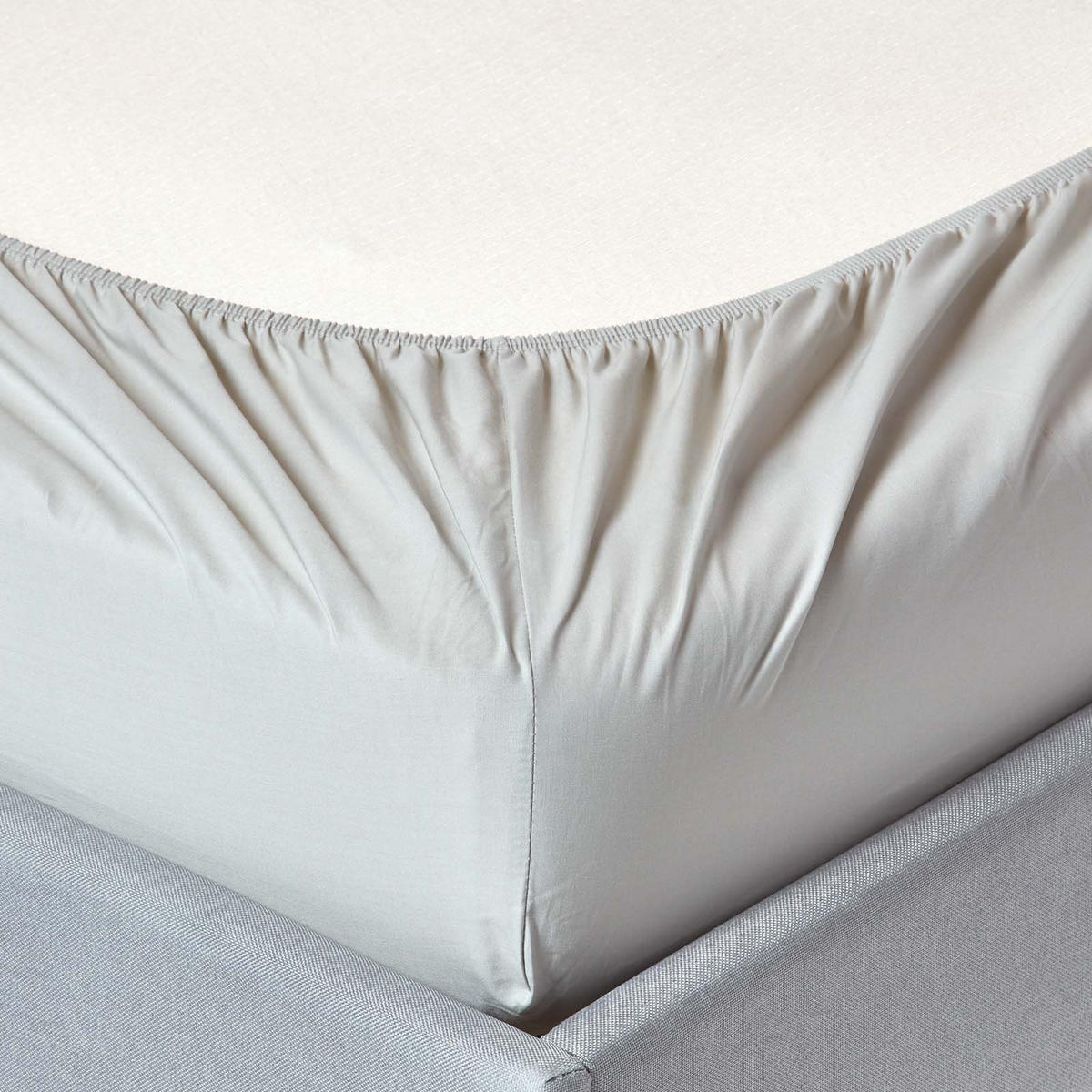 SPANNBETTLAKEN extra hoch, Ägyptische Baumwolle, Fadendichte 200 - Grau, Textil (90/190cm) - Homescapes