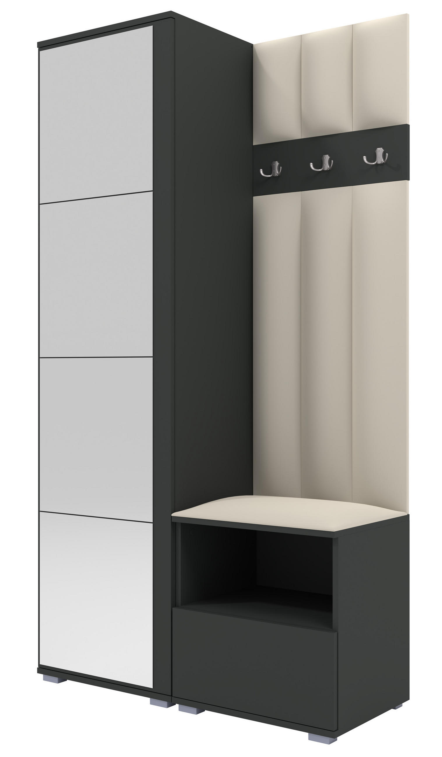 Ravio Gepolstert Graphit, Creme 100x187x40 cm