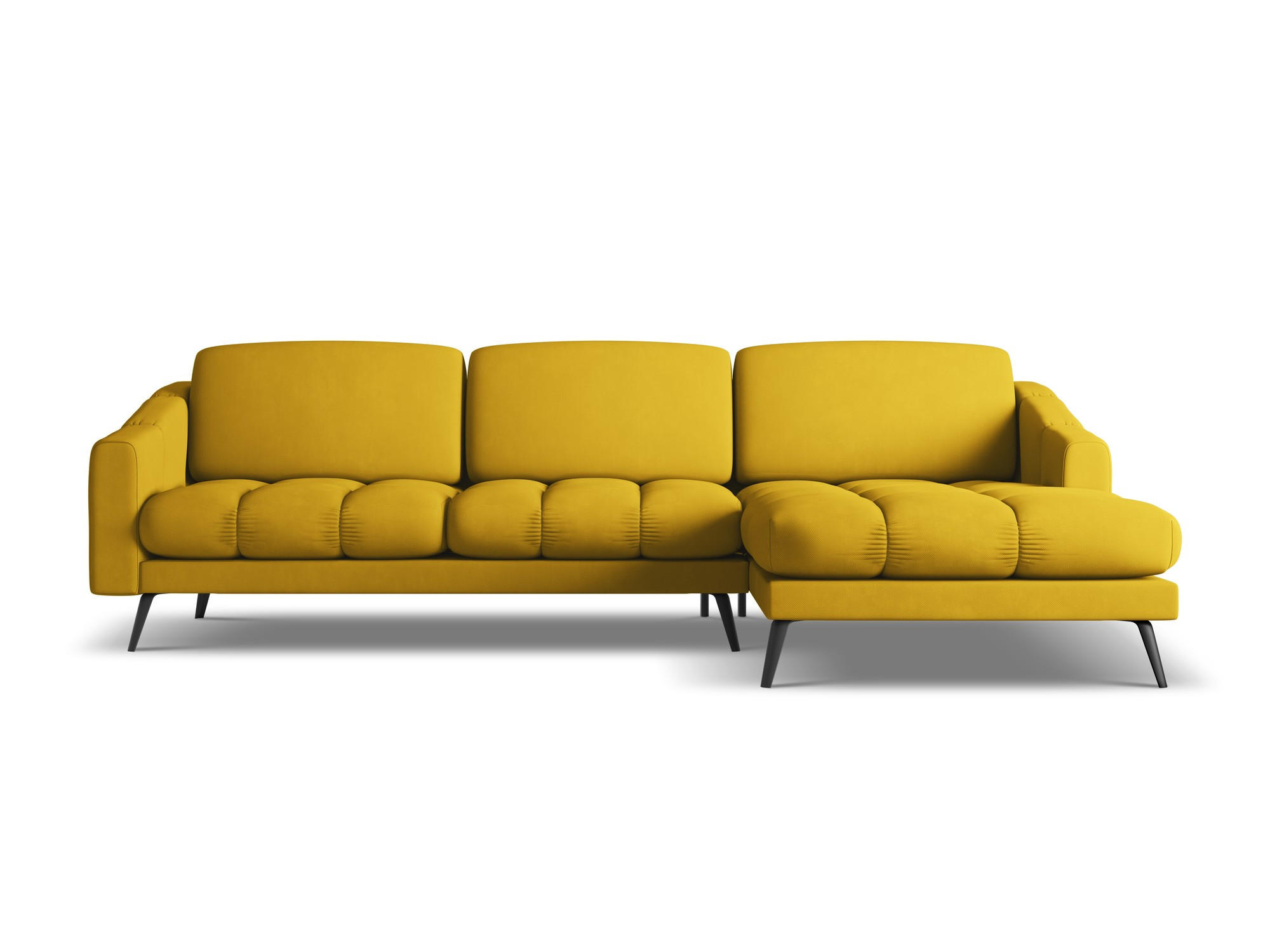 ECKSOFA Rechts Chenille Stoff Gelb - Currygelb/Gelb, Textil/Metall (264/160cm) - Makamii
