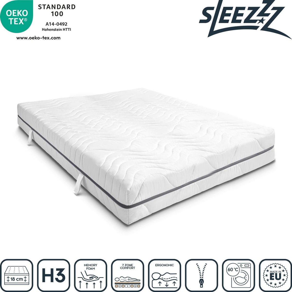 VISCOMATRATZE Smart 140x190 cm - Weiß, Textil (140/190cm) - Sleezzz