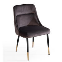 ESSZIMMERSTUHL Samtbezug mit integriertem Rückenkissen und Metallgestell Schalenform Modern gepolstert, Grau 49x56x85 cm - Schwarz/Grau, Textil/Metall (49/85/56cm) - KADIMA DESIGN