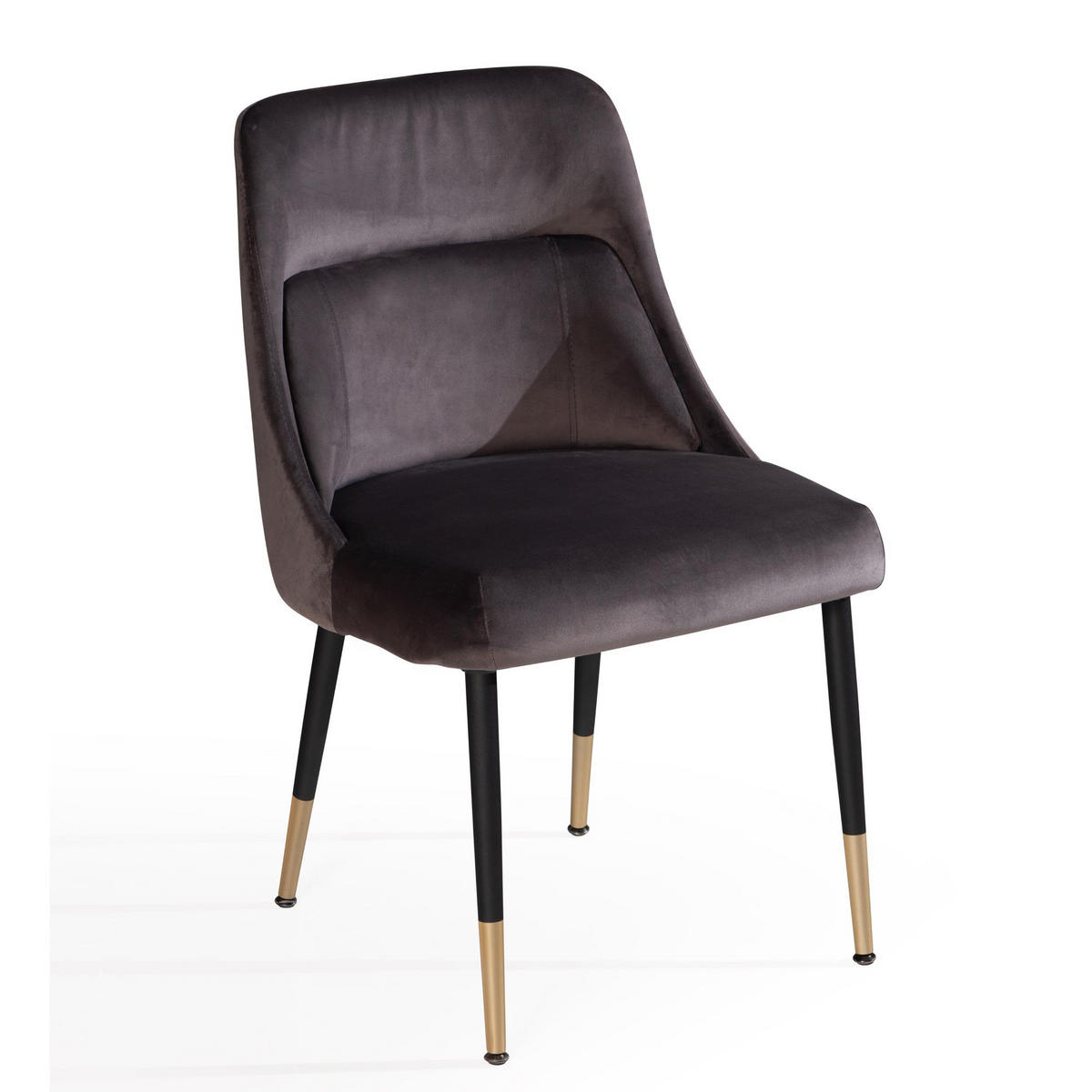ESSZIMMERSTUHL Samtbezug mit integriertem Rückenkissen und Metallgestell Schalenform Modern gepolstert, Grau 49x56x85 cm - Schwarz/Grau, Textil/Metall (49/85/56cm) - KADIMA DESIGN