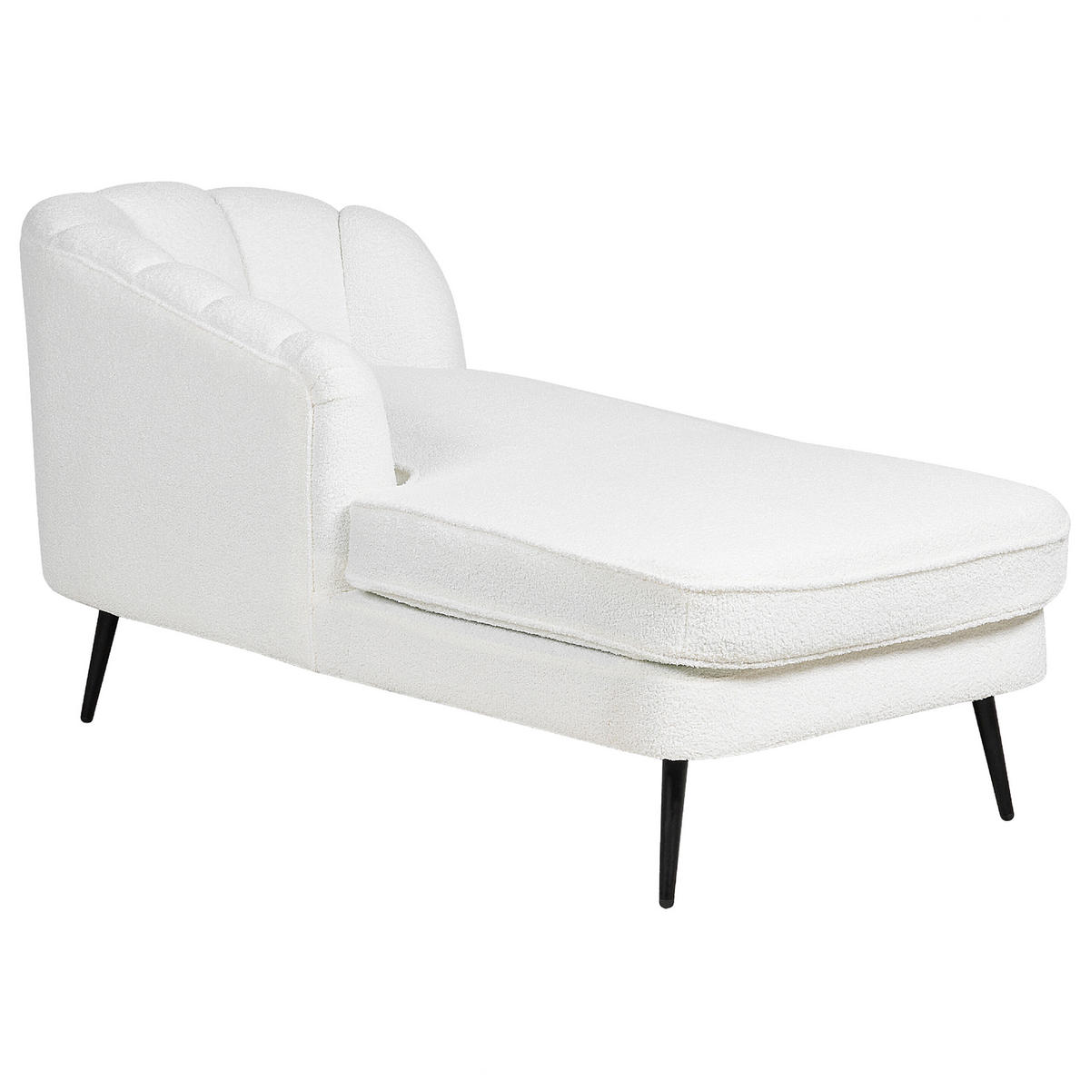 CHAISELONGUE Bouclé cremeweiß rechtsseitig Allier - Schwarz/Weiß, Textil (150/75/76cm) - Beliani